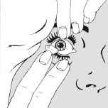 Ilustracja zakłądania ortosoczewki lub soczewki twardej